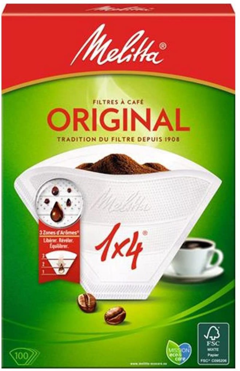 Filtre à café Melitta Original 1x4 - 100 filtres blancs