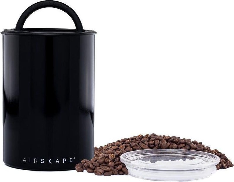 Airscape métal noir brillant 500 g | boîte à café hermétique