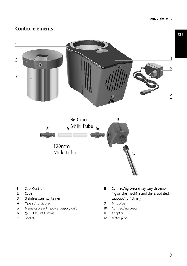 Tube métallique à lait pour Jura Cool Control 0.6L