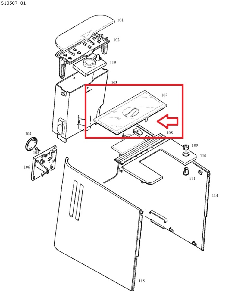 Bean Container Lid for Jura : A-line and ENA-line 2
