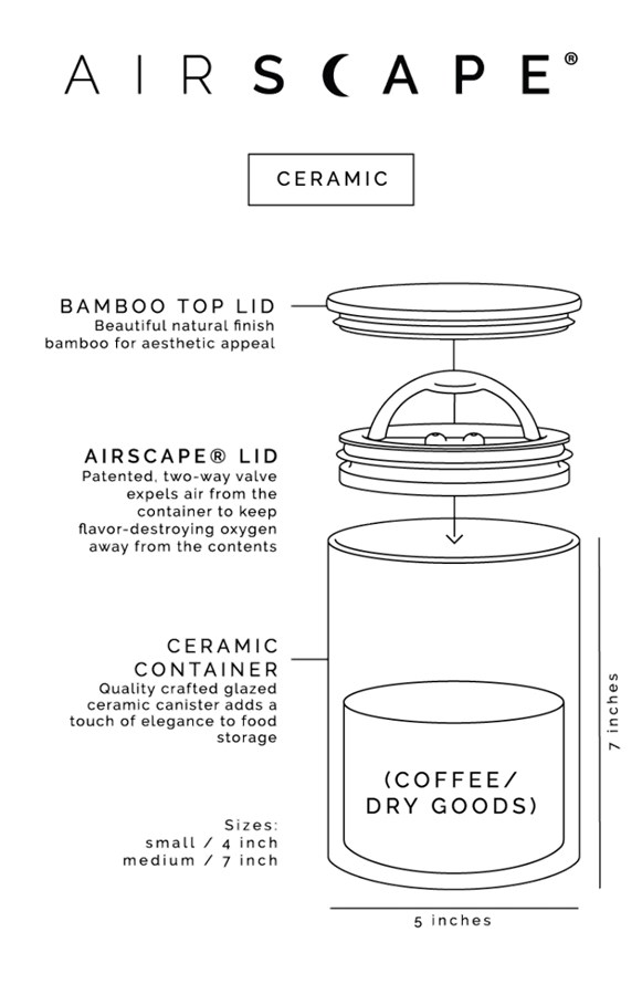 Airscape - Boîte à café hermétique céramique blanc mat 250 g
