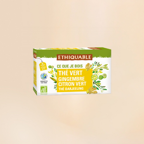 Thé vert gingembre citron vert Éthiquable - 20 sachets